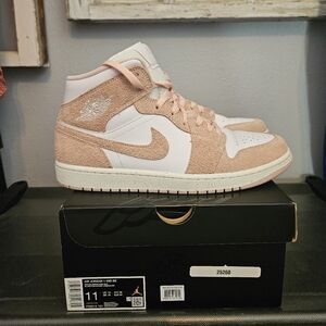 Nike Air Jordan Mid SE Pink and White High-Top Sneakers